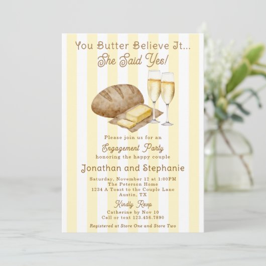 Funny und Niedlich Brot und Butter Engagement Part Einladung (Stehend Vorderseite)