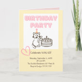 Funny und Niedlich Cat&Cake Einladung zum Geburtst (Vorderseite)
