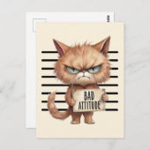 Funny und Niedlich Cat Mugshot Postkarte (Vorne/Hinten)