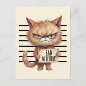 Funny und Niedlich Cat Mugshot Postkarte (Vorderseite)