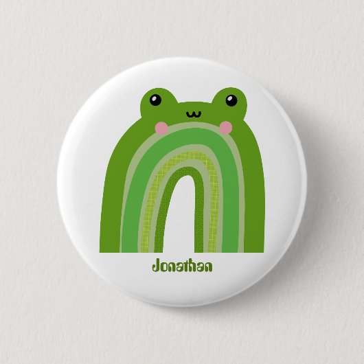 Funny und Niedlich Frosch Rainbow Button (Vorderseite)