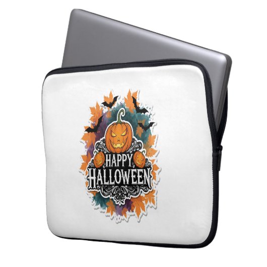 Funny und Spooky Halloween Zitate glücklich Laptopschutzhülle (Vorderseite Links)