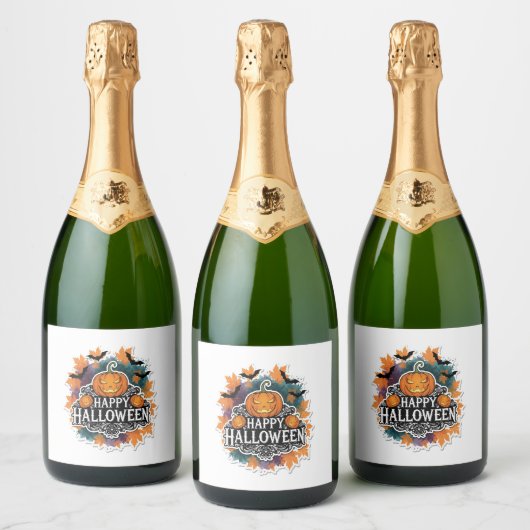 Funny und Spooky Halloween Zitate glücklich Schaumweinetikett (Flaschen)