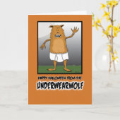 Funny Underwearwolf Halloween Karte (Gelbe Blume)
