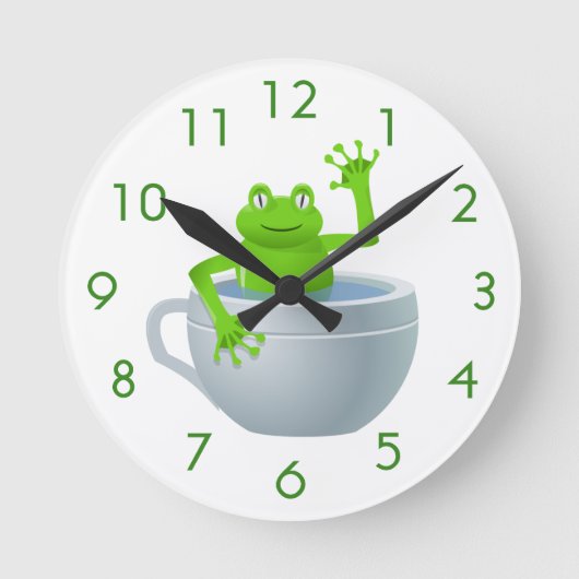 Funny Unexpected Frog in My Tea Cup Runde Wanduhr (Vorderseite)