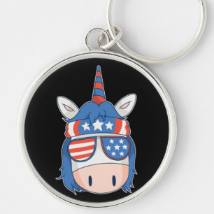 Funny Unicorn American Rebel Schlüsselanhänger
