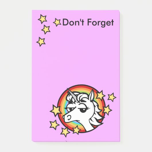 FUNNY UNICORN AND RAINBOW GRAPHIC NOTEPAD POST-IT KLEBEZETTEL (Vorderseite)