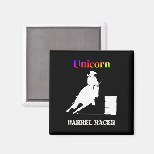 Funny Unicorn Barrel Racer Magnet (Vorderseite/Rückseite)