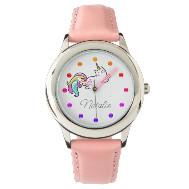 Funny unicorn cat - Name watch Armbanduhr (Vorderseite)
