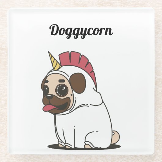 Funny Unicorn - Doggycorn Glasuntersetzer (Vorderseite)