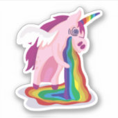 Funny Unicorn Erbrechen Regenbogen Sick Gestalten Aufkleber (Vorderseite)