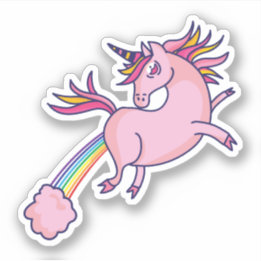 Funny Unicorn Farting Rainbows Cartoon Niedlich Ga Aufkleber