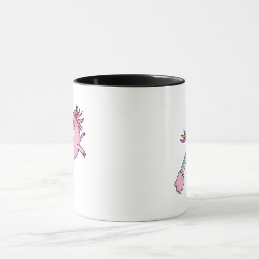 Funny Unicorn Farting Rainbows Cartoon Niedlich Ga Tasse (Zentrum)