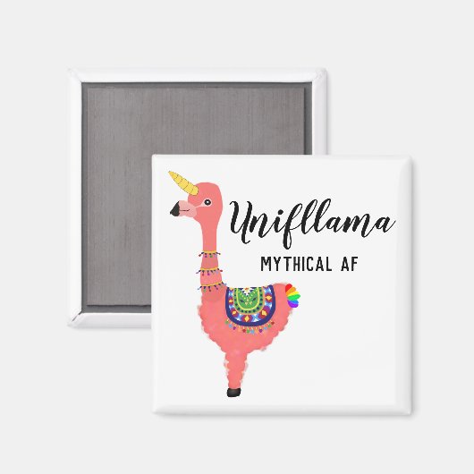 Funny Unicorn Flamingo Llama Inspirierend Unifllam Magnet (Vorderseite/Rückseite)
