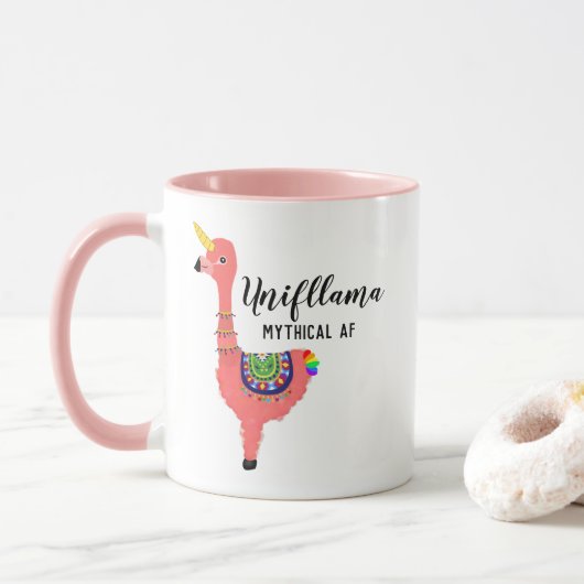 Funny Unicorn Flamingo Llama Inspirierend Unifllam Tasse (Mit Donut)
