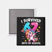 Funny Unicorn I Survived 67 Days Of School Meme Fo Magnet (Vorderseite/Rückseite)