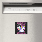 Funny Unicorn I Survived 67 Days Of School Meme Fo Magnet (In Situ (Geschirrspüler))