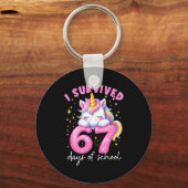 Funny Unicorn I Survived 67 Days Of School Meme Fo Schlüsselanhänger (Vorderseite)