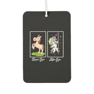 Funny Unicorn Illustration Before After Gym Autolufterfrischer