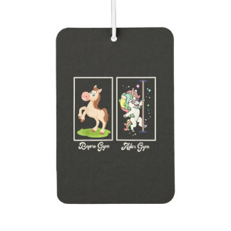 Funny Unicorn Illustration Before After Gym Autolufterfrischer