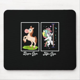 Funny Unicorn Illustration Before After Gym Mousepad