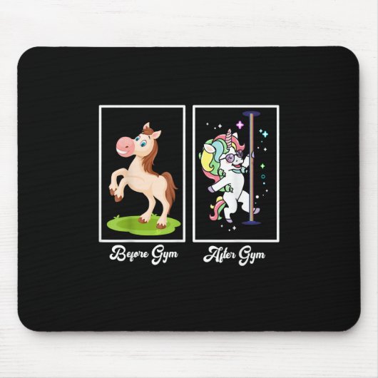 Funny Unicorn Illustration Before After Gym Mousepad (Vorne)