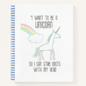 Funny Unicorn Illustration mit Sprichwort Notizblock (Vorderseite)