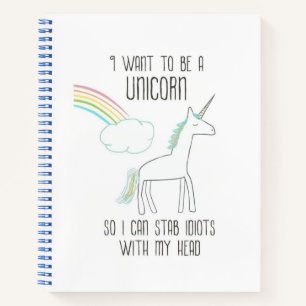 Funny Unicorn Illustration mit Sprichwort Notizblock
