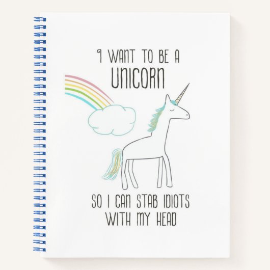 Funny Unicorn Illustration mit Sprichwort Notizblock (Vorderseite)