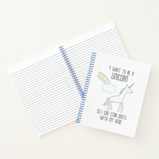Funny Unicorn Illustration mit Sprichwort Notizblock (Innenseite)