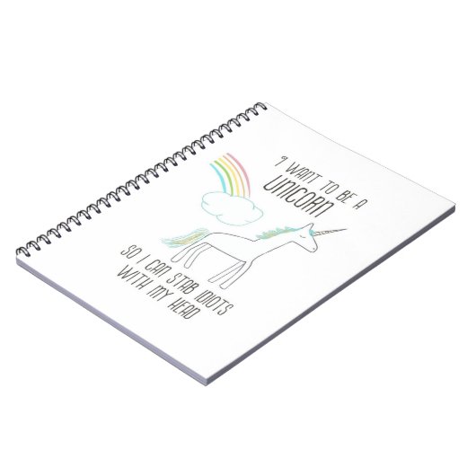 Funny Unicorn Illustration mit Sprichwort Notizblock (Linke Seite)