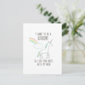 Funny Unicorn Illustration mit Sprichwort Postkarte (Stehend Vorderseite)