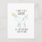 Funny Unicorn Illustration mit Sprichwort Postkarte (Vorderseite)