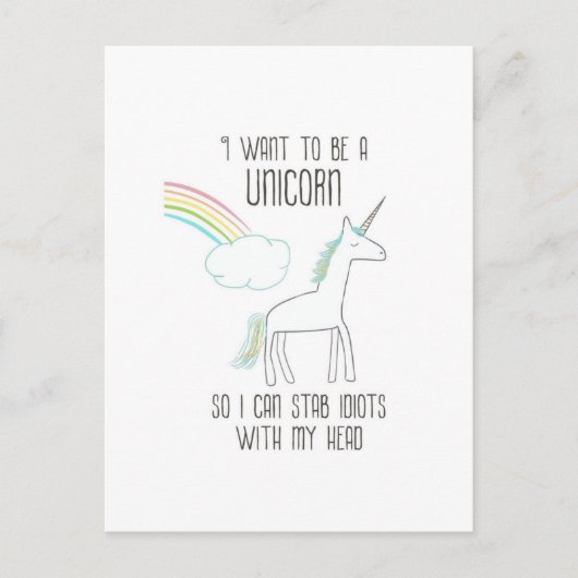 Funny Unicorn Illustration mit Sprichwort Postkarte (Vorderseite)