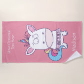 Funny Unicorn individuelle Name & Farb Strandtuch (Vorderseite)
