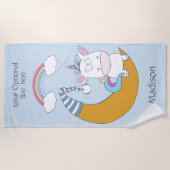 Funny Unicorn individuelle Name & Farb Strandtuch (Vorderseite)