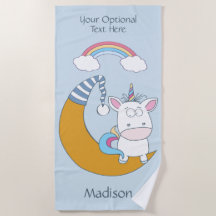 Funny Unicorn individuelle Name & Farb Strandtuch