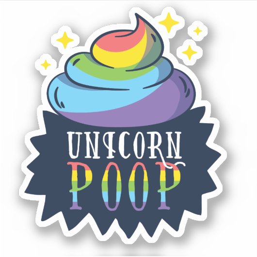 Funny Unicorn Kackte Emoji Rainbow Niedlich Aufkleber (Vorderseite)