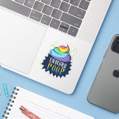 Funny Unicorn Kackte Emoji Rainbow Niedlich Aufkleber (Laptop mit iPhone)