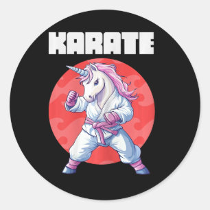 Funny Unicorn Karate Kid - Women Martial Arts Figh Runder Aufkleber