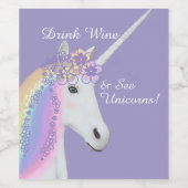 Funny Unicorn Lila Wine Label Weinetikett (Einzelnes Label)