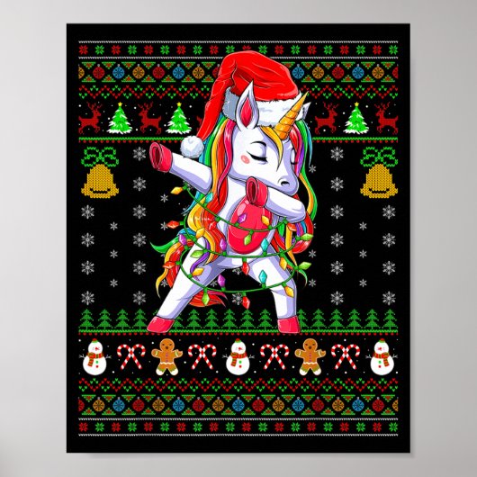 Funny Unicorn Lover Xmas Santa Hat Unicorn Ugly Ch Poster (Vorne)