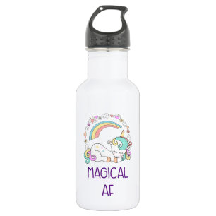 Funny Unicorn Magical AF mit Girly Decoration Edelstahlflasche