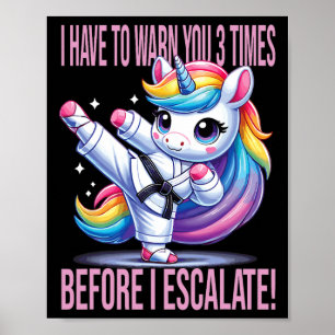 Funny Unicorn Martial Arts Karate für Mädchen Poster