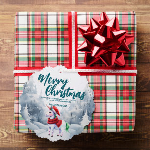 Funny Unicorn Merry Xmas Baum Schnee Urlaub Ornament Karte