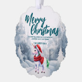 Funny Unicorn Merry Xmas Baum Schnee Urlaub Ornament Karte (Links)