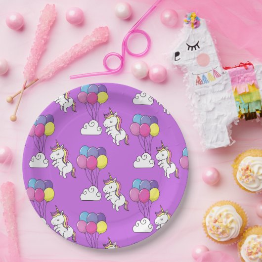 Funny Unicorn Muster Magic Horse Pappteller (Party)