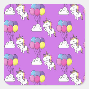 Funny Unicorn Muster Magic Horse Quadratischer Aufkleber