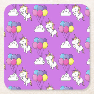 Funny Unicorn Muster Magic Horse Rechteckiger Pappuntersetzer