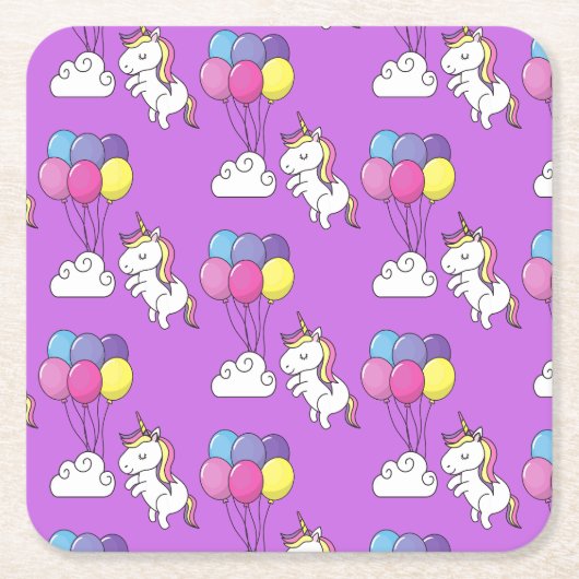 Funny Unicorn Muster Magic Horse Rechteckiger Pappuntersetzer (Vorderseite)